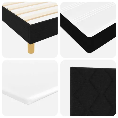 Box spring krevet s uzglavljem Crna 190 x 140 cm tkanina - Crna 140 x 190 cm Prošiveno gumbima Cijena