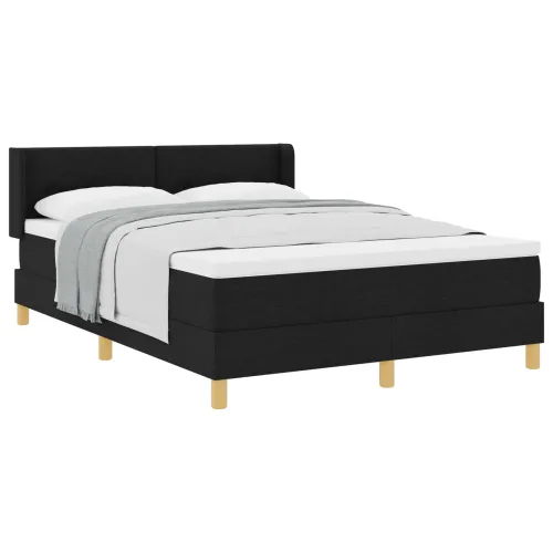 Box spring krevet s uzglavljem Crna 190 x 140 cm tkanina - Crna 140 x 190 cm Prošiveno gumbima Cijena