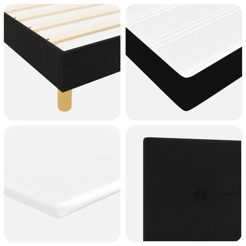 LED Box Spring Krevet s LED trakama Crna 140 x 190 cm tkanina - Crna 140 x 190 cm Prošiveno gumbima Cijena