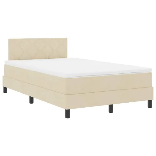 Box spring krevet s LED trakama Krema 120 x 190 cm tkanina - Krema 120 x 190 cm Dizajn s rombovima Cijena
