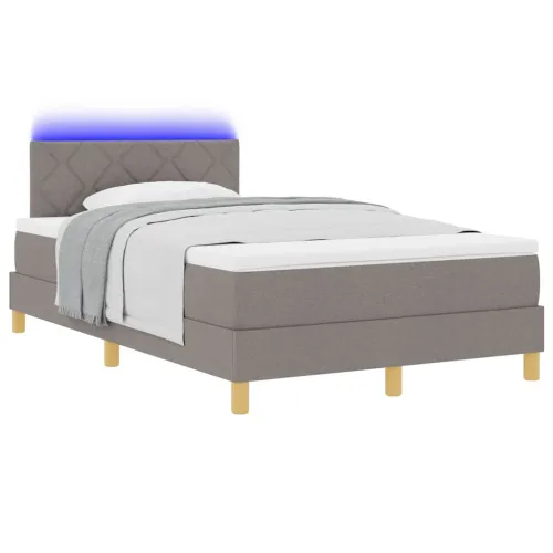 LED Box Spring Krevet Sivo-smeđa 120 x 190 cm tkanina - Sivo-smeđa 120 x 190 cm Dizajn s rombovima Cijena