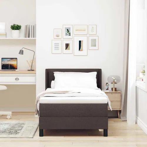 Box spring krevet Tamno smeđa 190 x 90 cm tkanina - Tamno smeđa 90 x 190 cm Prošiveno gumbima Cijena