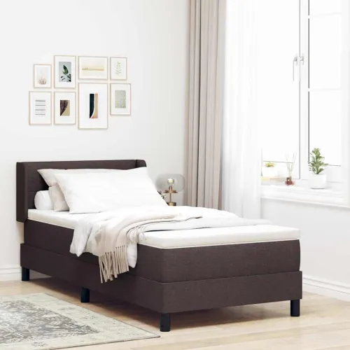 Box spring krevet Tamno smeđa 190 x 90 cm tkanina - Tamno smeđa 90 x 190 cm Prošiveno gumbima Cijena