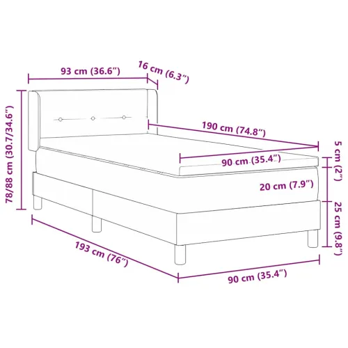 Box spring krevet Tamno smeđa 190 x 90 cm tkanina - Tamno smeđa 90 x 190 cm Prošiveno gumbima Cijena