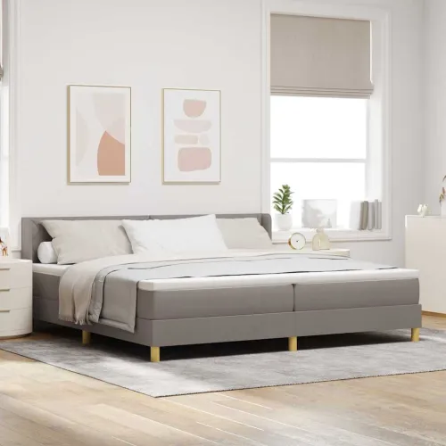 Box spring krevet Sivo-smeđa 200 x 200 cm tkanina - Sivo-smeđa 200 x 200 cm Dizajn s rombovima Cijena