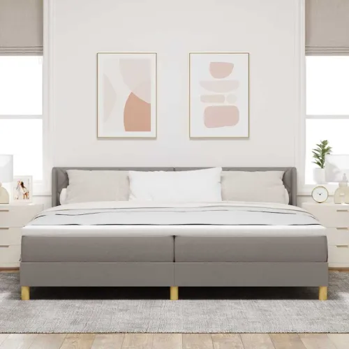 Box spring krevet Sivo-smeđa 200 x 200 cm tkanina - Sivo-smeđa 200 x 200 cm Dizajn s rombovima Cijena