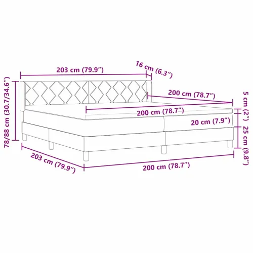Box spring krevet Sivo-smeđa 200 x 200 cm tkanina - Sivo-smeđa 200 x 200 cm Dizajn s rombovima Cijena