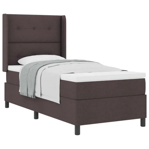 Box spring krevet Tamno smeđa 190 x 90 cm tkanina - Tamno smeđa 90 x 190 cm Prošiveno gumbima Cijena