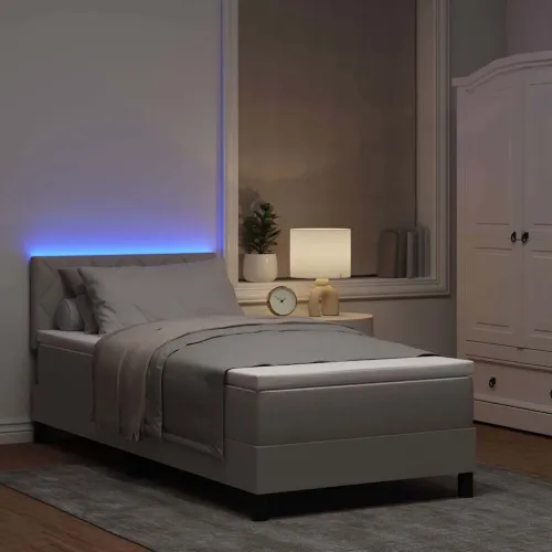Box spring krevet Sivo-smeđa 100 x 200 cm tkanina - Sivo-smeđa 100 x 200 cm Dizajn s rombovima Cijena