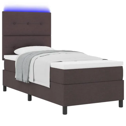 Box spring krevet Tamno smeđa 90 x 190 cm tkanina - Tamno smeđa 90 x 190 cm Prošiveno gumbima Cijena