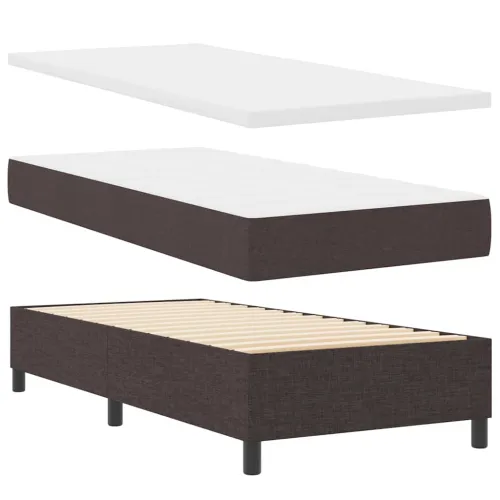 LED Box Spring Krevet Tamno smeđa 90 x 190 cm tkanina - Tamno smeđa 90 x 190 cm Prošiveno gumbima Cijena