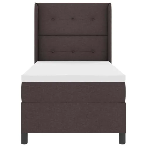 LED Box Spring Krevet Tamno smeđa 90 x 190 cm tkanina - Tamno smeđa 90 x 190 cm Prošiveno gumbima Cijena