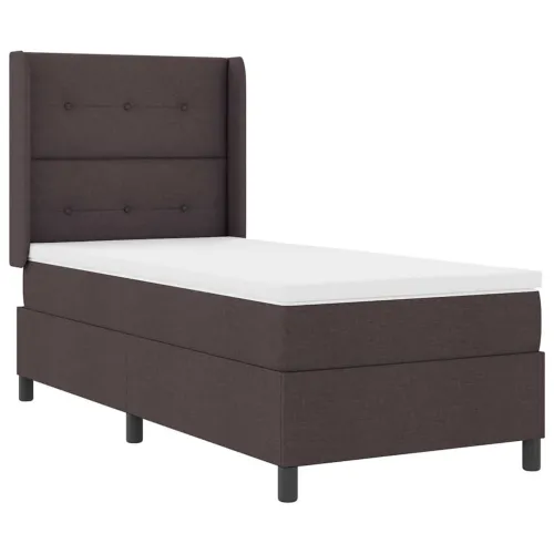 LED Box Spring Krevet Tamno smeđa 90 x 190 cm tkanina - Tamno smeđa 90 x 190 cm Prošiveno gumbima Cijena