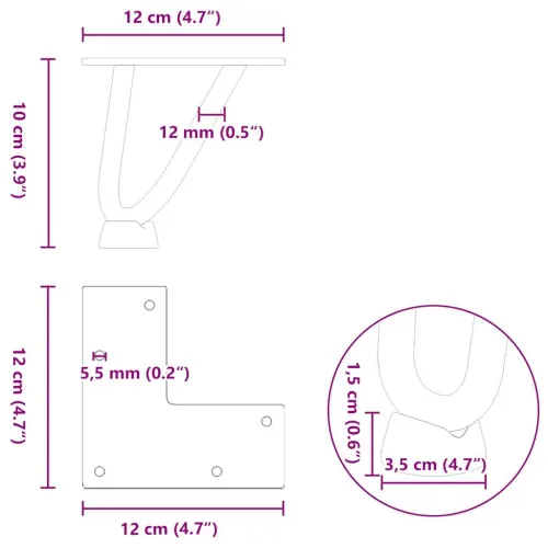 Noge s ukosnicama za stolić za kavu 4 kom. antracit 10 cm puni čelik - Antracit 10 cm 2 rods Cijena