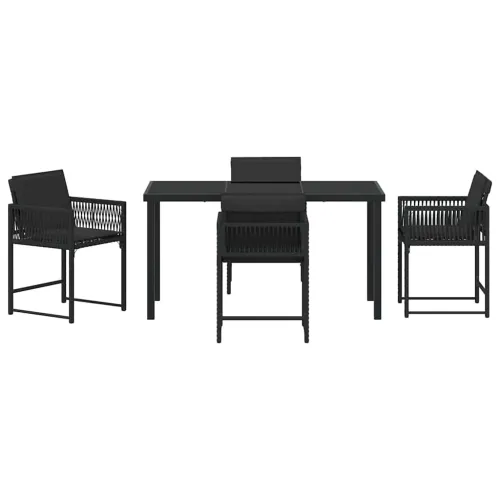 Vrtni set za objed 5 kom. Crna poliratan - Crna 4 sjedala 140 cm Cijena
