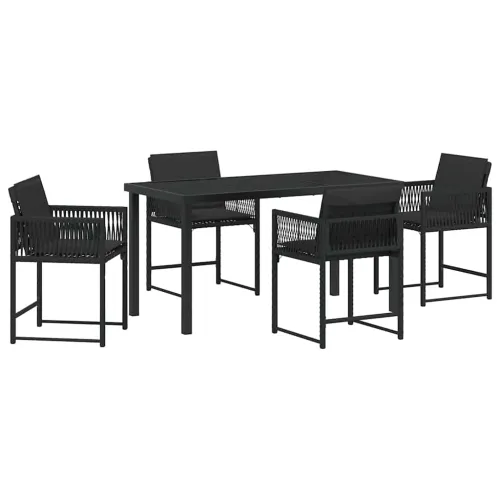 Vrtni set za objed 5 kom. Crna poliratan - Crna 4 sjedala 140 cm Cijena