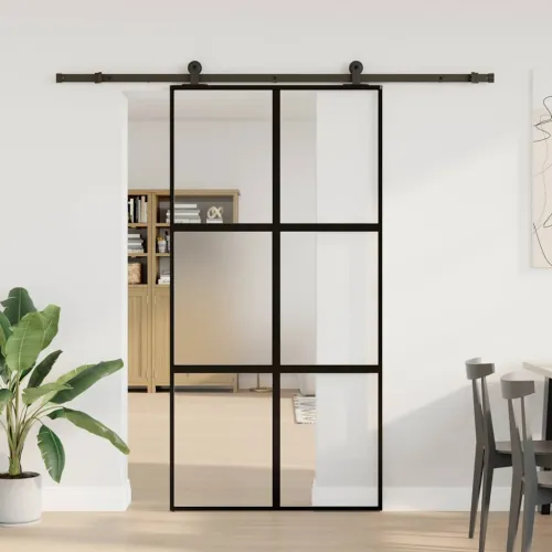 Klizna vrata s priborom 102,5x205 cm kaljeno staklo i aluminij - 102.5 x 205 cm (213.5 cm) matt and transparent matt and transpa Cijena