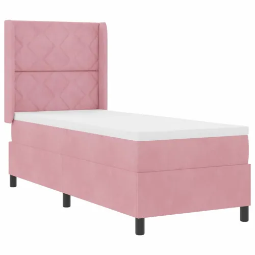 Box spring krevet Ružičasta 80 x 200 cm Baršun - Ružičasta 80 x 200 cm Dizajn s rombovima Cijena