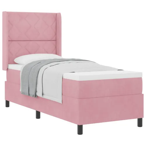 Box spring krevet Ružičasta 80 x 200 cm Baršun - Ružičasta 80 x 200 cm Dizajn s rombovima Cijena