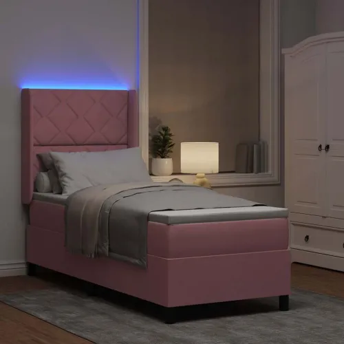 Box spring krevet Ružičasta 80 x 200 cm Baršun - Ružičasta 80 x 200 cm Dizajn s rombovima Cijena
