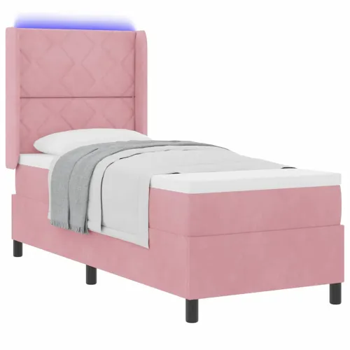 Box spring krevet Ružičasta 80 x 200 cm Baršun - Ružičasta 80 x 200 cm Dizajn s rombovima Cijena