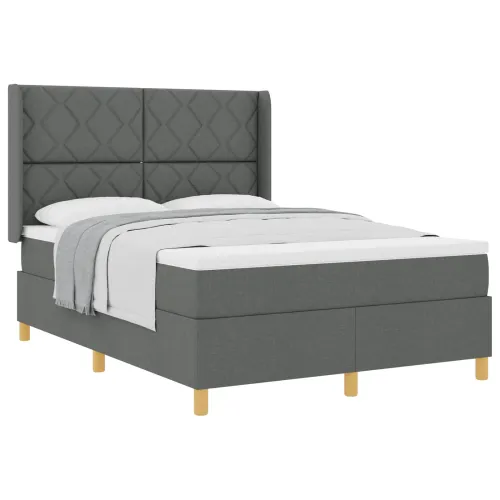 Box spring krevet Tamno siva 160 x 200 cm tkanina - Tamno siva 160 x 200 cm Dizajn s rombovima Cijena