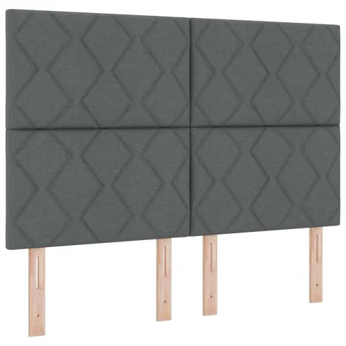 LED Box Spring Krevet Tamno siva 160 x 200 cm tkanina - Tamno siva 160 x 200 cm Dizajn s rombovima Cijena