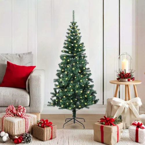 Umjetno predsvijetljeno božićno drvce Zelena 120 cm PVC i metal - 120 cm s LED-icama Cijena