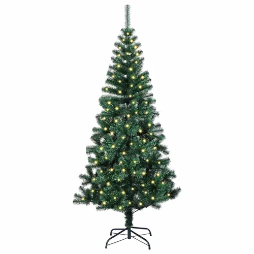 Umjetno predsvijetljeno božićno drvce Zelena 120 cm PVC i metal - 120 cm s LED-icama Cijena