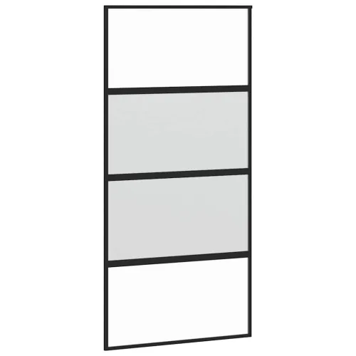 Klizna vrata s priborom crna 102,5 x 205 cm kaljeno staklo - 102.5 x 205 cm (213 cm sliding rail) Cijena