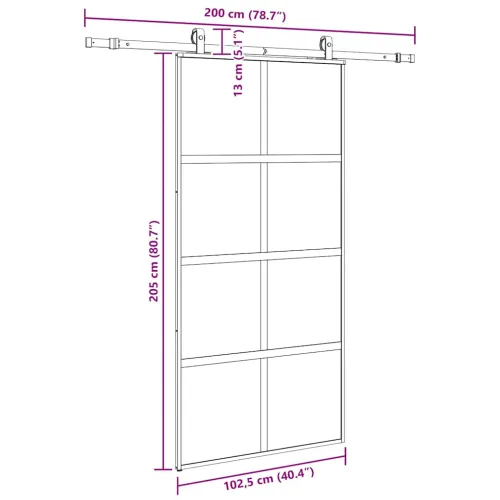 Klizna vrata s priborom crna 102,5 x 205 cm kaljeno staklo - Crna i mat 102.5 x 205 cm (200 cm sliding rail) Matirano Cijena