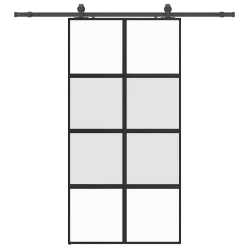 Klizna vrata s priborom crna 102,5 x 205 cm kaljeno staklo - Crna i mat 102.5 x 205 cm (200 cm sliding rail) Matirano Cijena