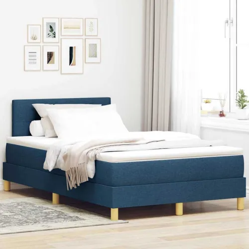 Box spring krevet s jastukom Plava 120 x 190 cm tkanina - Plava 120 x 190 cm Prošiveno gumbima Cijena
