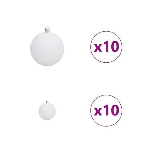 Umjetno predsvijetljeno božićno drvce Zelena 210 cm PVC i metal - 210 cm s LED-icama i bijelim/sivim kuglicama Cijena