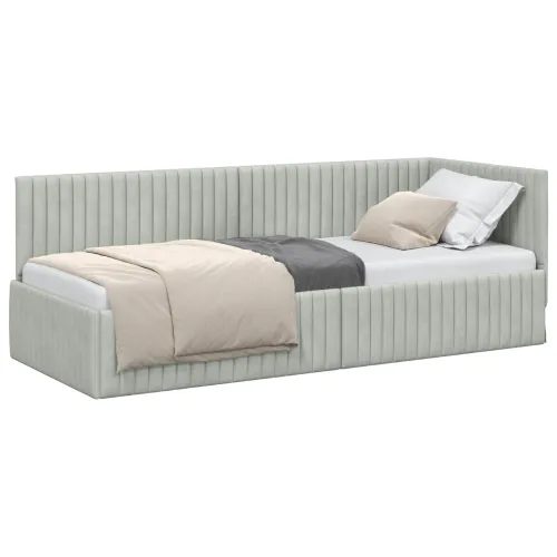 Kutni okvir kreveta Svijetlo siva 80 x 200 cm Baršun - Svjetlosiva 80 x 200 cm Cijena