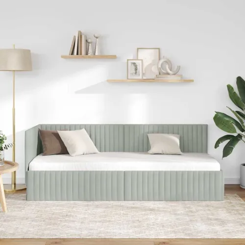Kutni okvir kreveta Svijetlo siva 80 x 200 cm Baršun - Svjetlosiva 80 x 200 cm Cijena