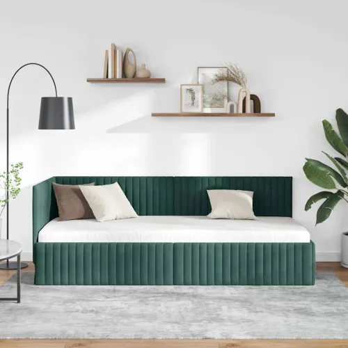 Kutni okvir kreveta Tamnozelena 80 x 200 cm Baršun - Tamnozelena 80 x 200 cm Cijena