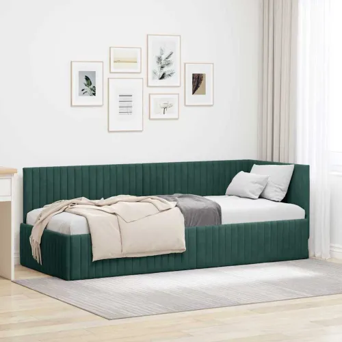 Kutni okvir kreveta Tamnozelena 80 x 200 cm Baršun - Tamnozelena 80 x 200 cm Cijena