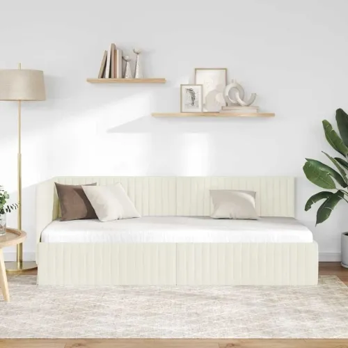 Kutni okvir kreveta Krema 80 x 200 cm Baršun - Krema 80 x 200 cm Cijena
