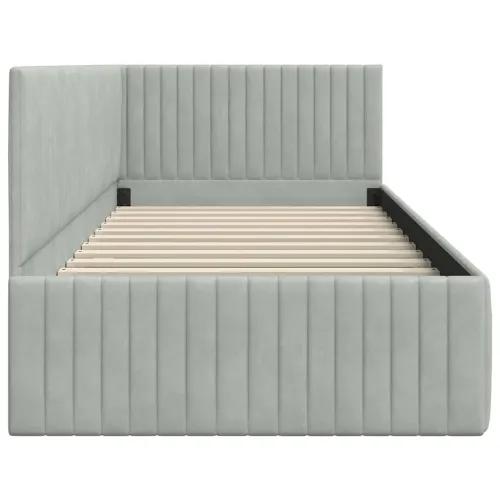 Kutni okvir kreveta Svijetlo siva 90 x 190 cm Baršun - Svjetlosiva 90 x 190 cm Cijena
