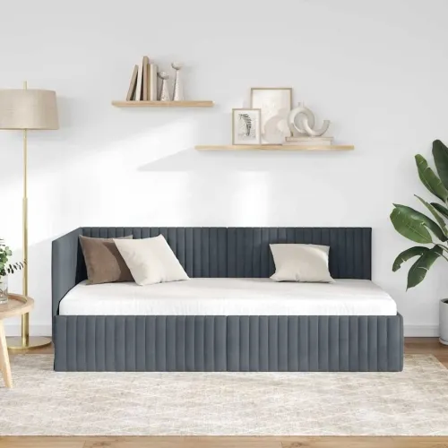 Kutni okvir kreveta Tamno siva 90 x 190 cm Baršun - Tamno siva 90 x 190 cm Cijena