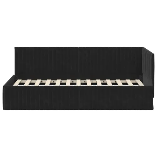 Kutni okvir kreveta Crna 90 x 190 cm Baršun - Crna 90 x 190 cm Cijena