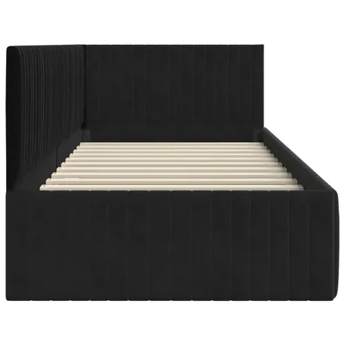 Kutni okvir kreveta Crna 90 x 190 cm Baršun - Crna 90 x 190 cm Cijena