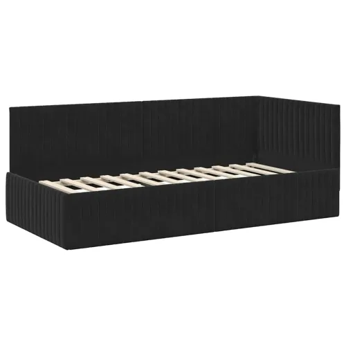 Kutni okvir kreveta Crna 90 x 190 cm Baršun - Crna 90 x 190 cm Cijena