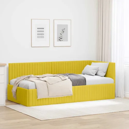 Kutni okvir kreveta Žuta 90 x 190 cm Baršun - Žuta 90 x 190 cm Cijena