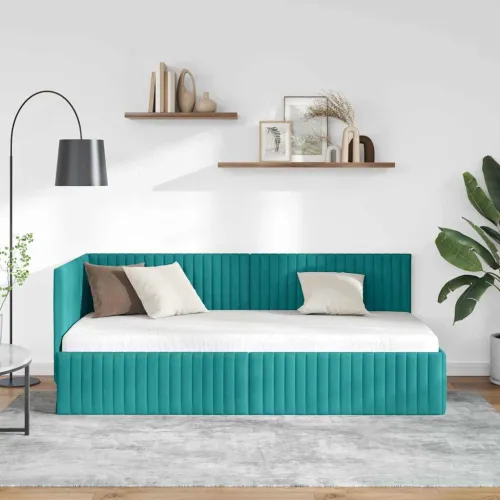 Kutni okvir kreveta Tirkizna 90 x 190 cm Baršun - Tirkizna 90 x 190 cm Cijena