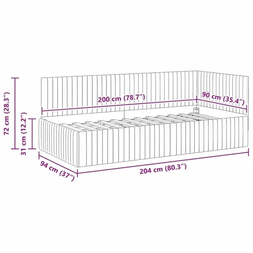Kutni okvir kreveta Tamnozelena 90 x 200 cm Baršun - Tamnozelena 90 x 200 cm Cijena