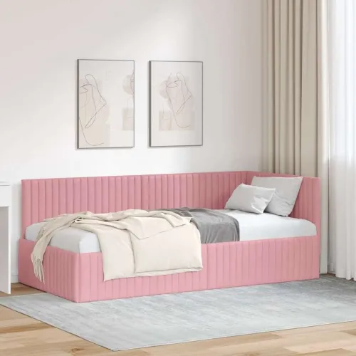 Kutni okvir kreveta Ružičasta 90 x 200 cm Baršun - Ružičasta 90 x 200 cm Cijena