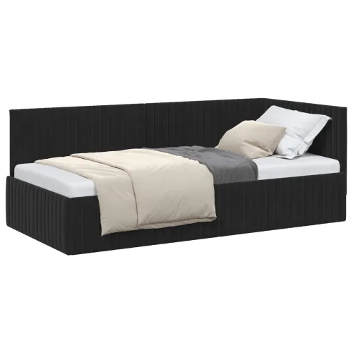 Kutni okvir kreveta Crna 90 x 200 cm Baršun - Crna 90 x 200 cm Cijena