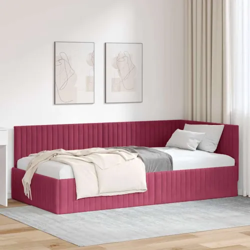 Kutni okvir kreveta Vinska crvena 100 x 200 cm Baršun - boja crnog vina 100 x 200 cm Cijena